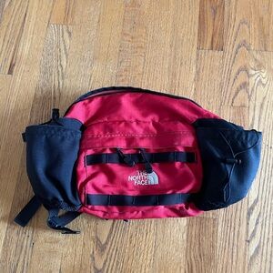 The North Face Red and Black Belt Bag with Front Webbing